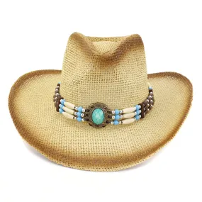 Straw Cowboy Hats Seaside Beach Hat Sun Protection Hat Straw Cowboy Hat