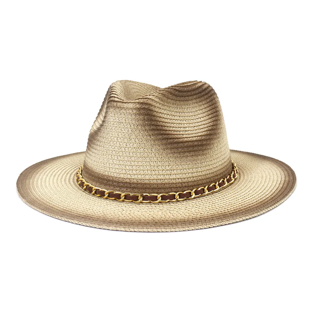 Straw Cowboy Hats Seaside Sunshade Chain Men and Women Beach Hat