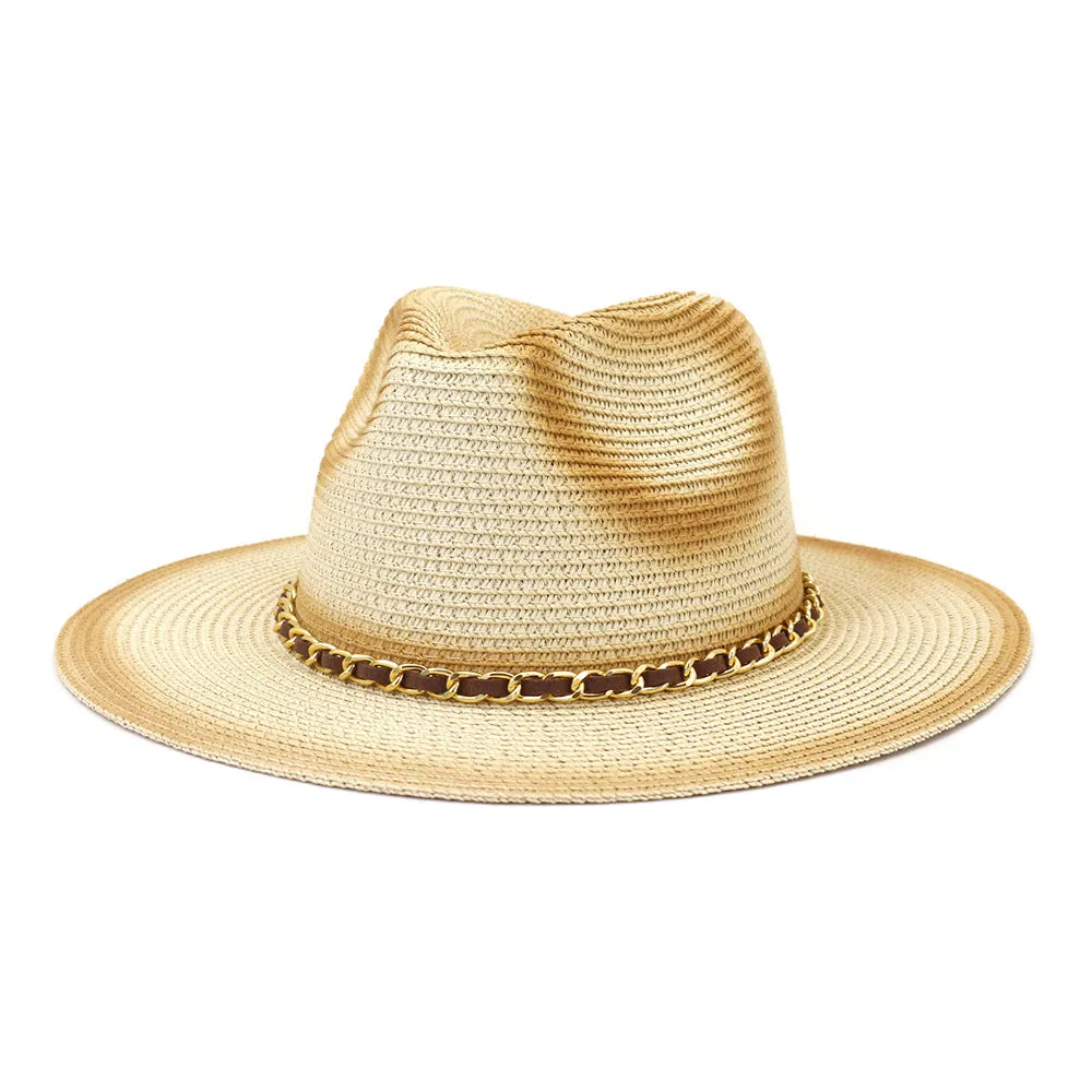 Straw Cowboy Hats Seaside Sunshade Chain Men and Women Beach Hat