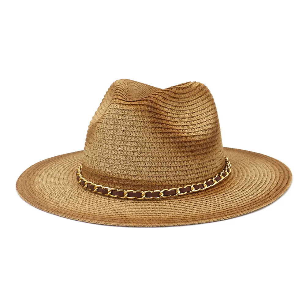 Straw Cowboy Hats Seaside Sunshade Chain Men and Women Beach Hat