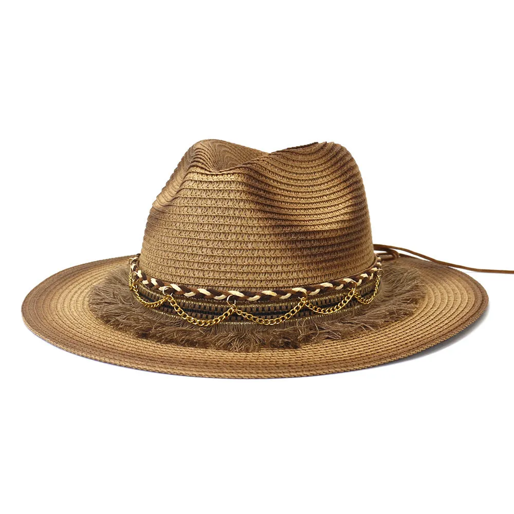 Straw Cowboy Hats Travel Sun Protection Men and Women Jazz Hat