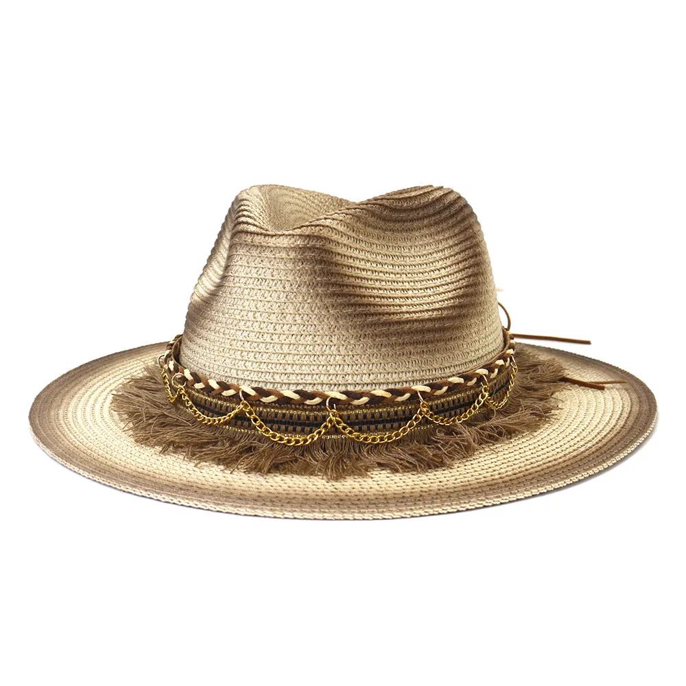 Straw Cowboy Hats Travel Sun Protection Men and Women Jazz Hat