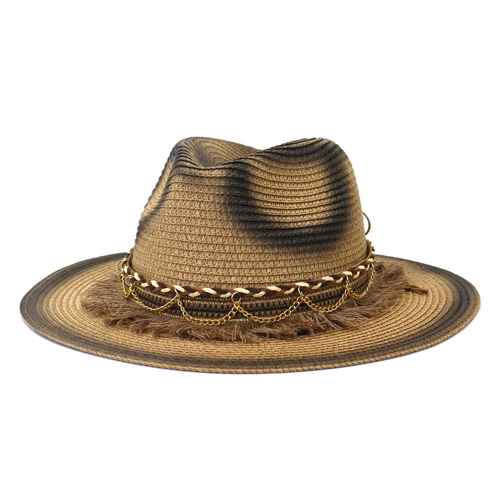 Straw Cowboy Hats Travel Sun Protection Men and Women Jazz Hat