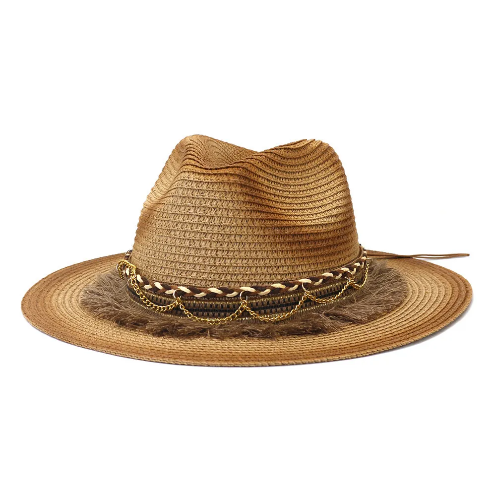 Straw Cowboy Hats Travel Sun Protection Men and Women Jazz Hat