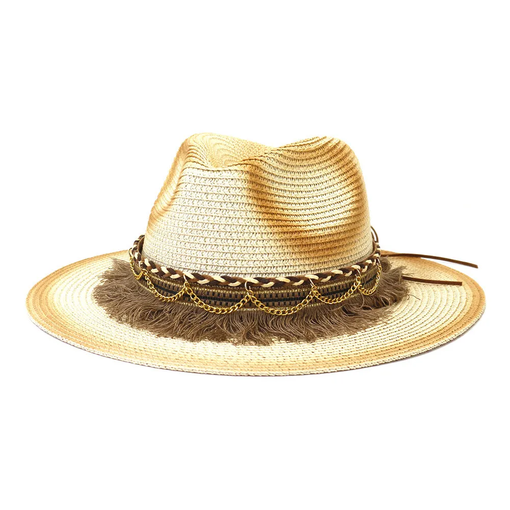 Straw Cowboy Hats Travel Sun Protection Men and Women Jazz Hat