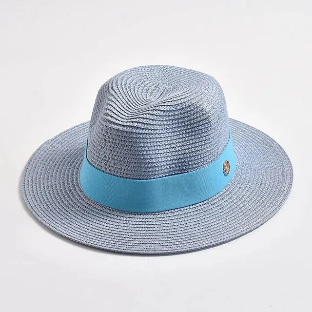 Straw Hats Panama Ribbon Decoration Elegant Luxury Cowboy Hat