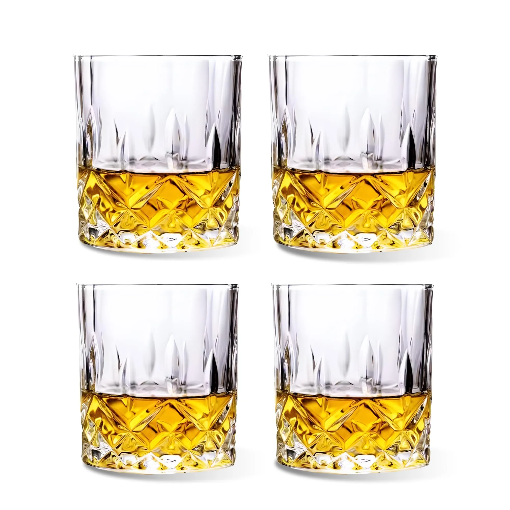 UMAI Whiskey Glasses Set of 4 (300ml Each) | Lead Free Neat Whiskey Glass | Heavy Bottom Drinking Glass | Crystal Glass for Bar Home | Glass for Drinks | Cocktail Glasses | Highball Glass