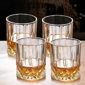 UMAI Whiskey Glasses Set of 4 (300ml Each) | Lead Free Neat Whiskey Glass | Heavy Bottom Drinking Glass | Crystal Glass for Bar Home | Glass for Drinks | Cocktail Glasses | Highball Glass