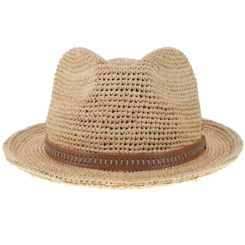 Walrus Hats Crocheted Raffia Straw Fedora Hat