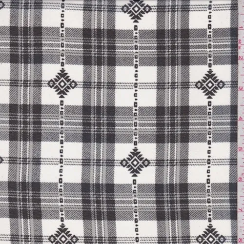 White/Black Tartan Plaid Chiffon Fabric