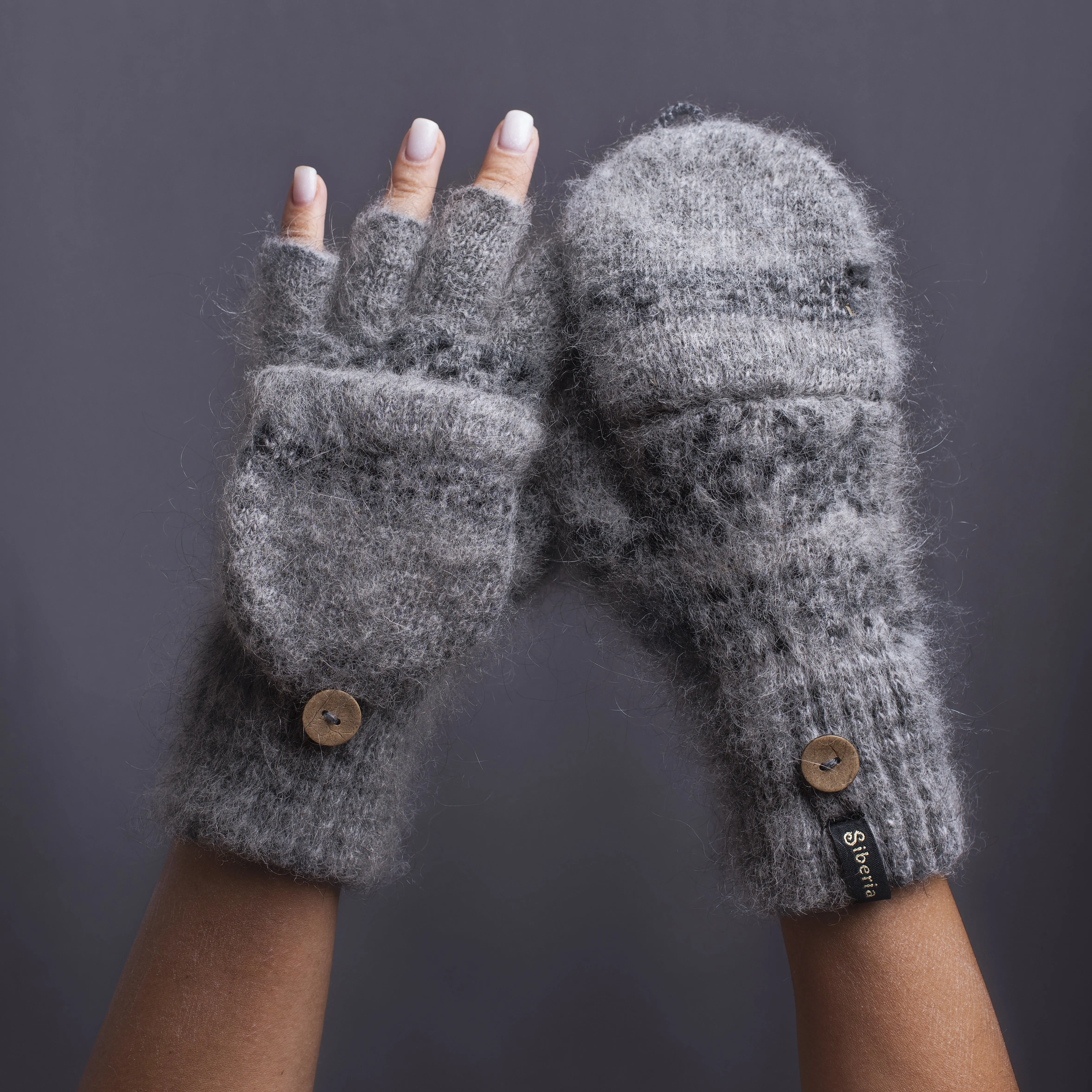 Women's Midnight Veil Goat Wool Mitten Gloves