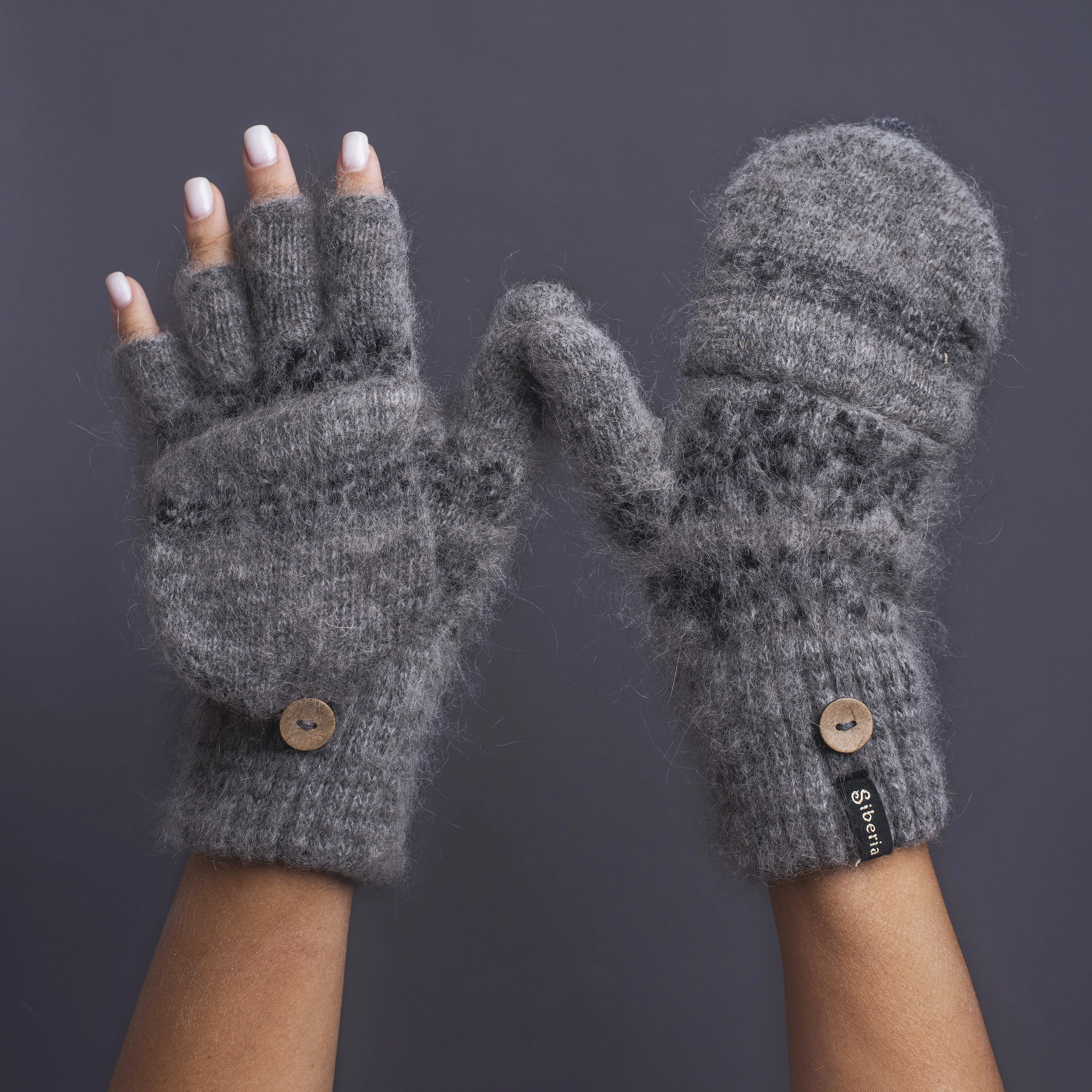 Women's Midnight Veil Goat Wool Mitten Gloves