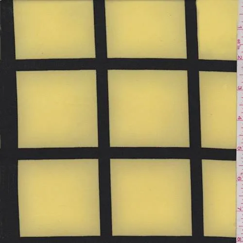 Yellow/Black Windowpane Polyester Fabric